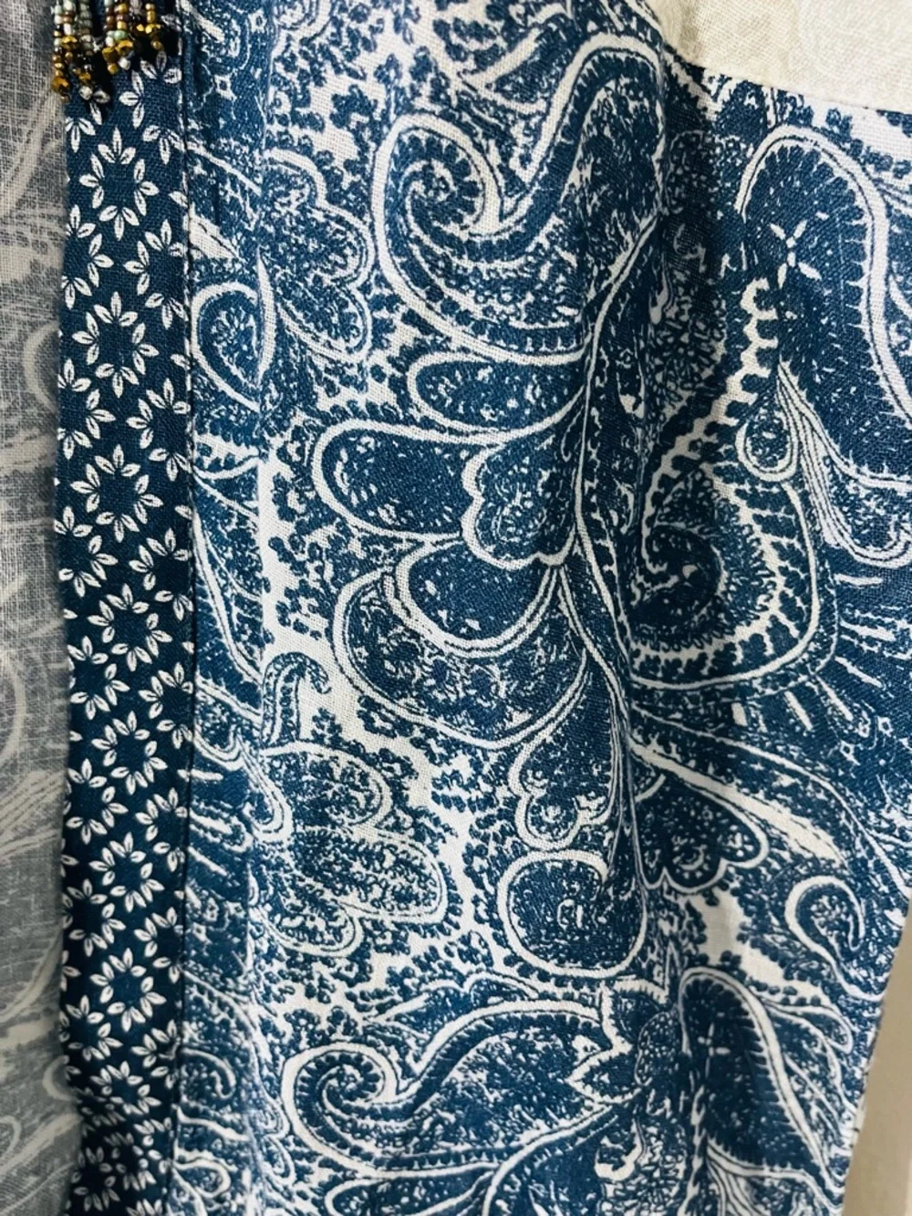Soft Surroundings “Still Waters” linen kimono topper with beads Sz S/M - Picture 3 of 8